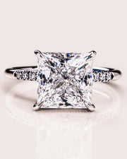 2.00 CT Princess Cut Hidden Halo Moissanite Engagement Ring Mapple Gems